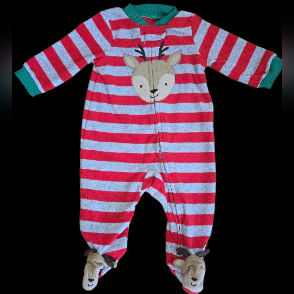 3 Month Footed Reindeer Pajamas